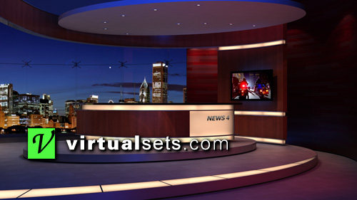 News 4 Full Desk and Skyline Shot - Virtualsets.com